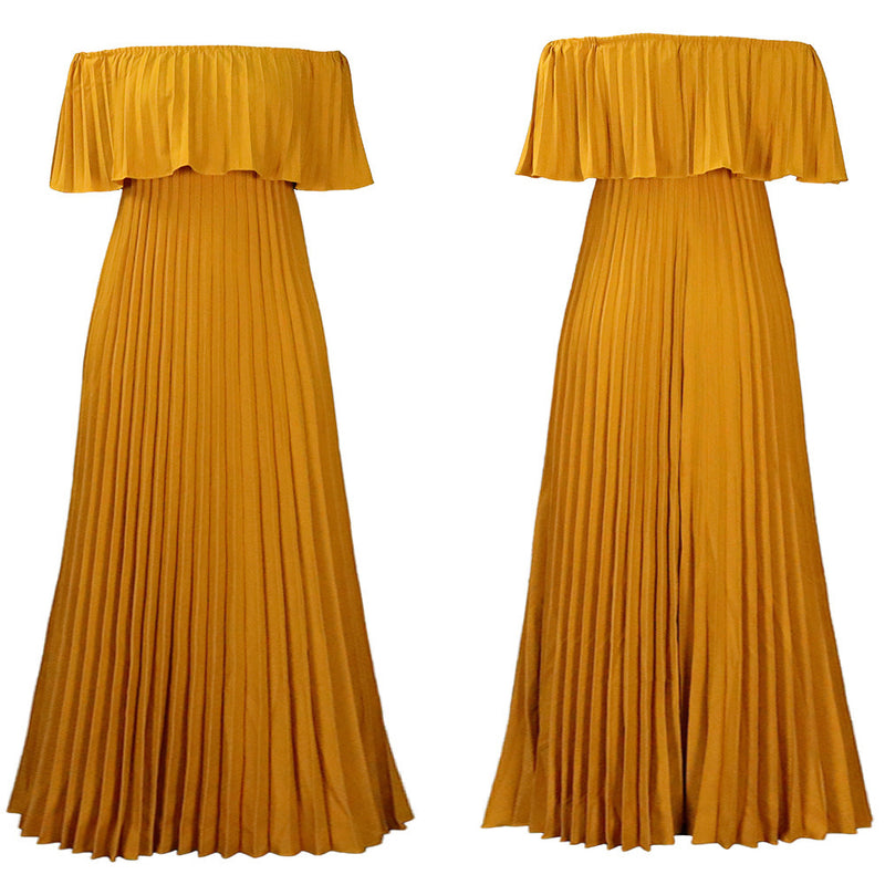 women's off-shoulder pleated dress, view 10 - MRSLM