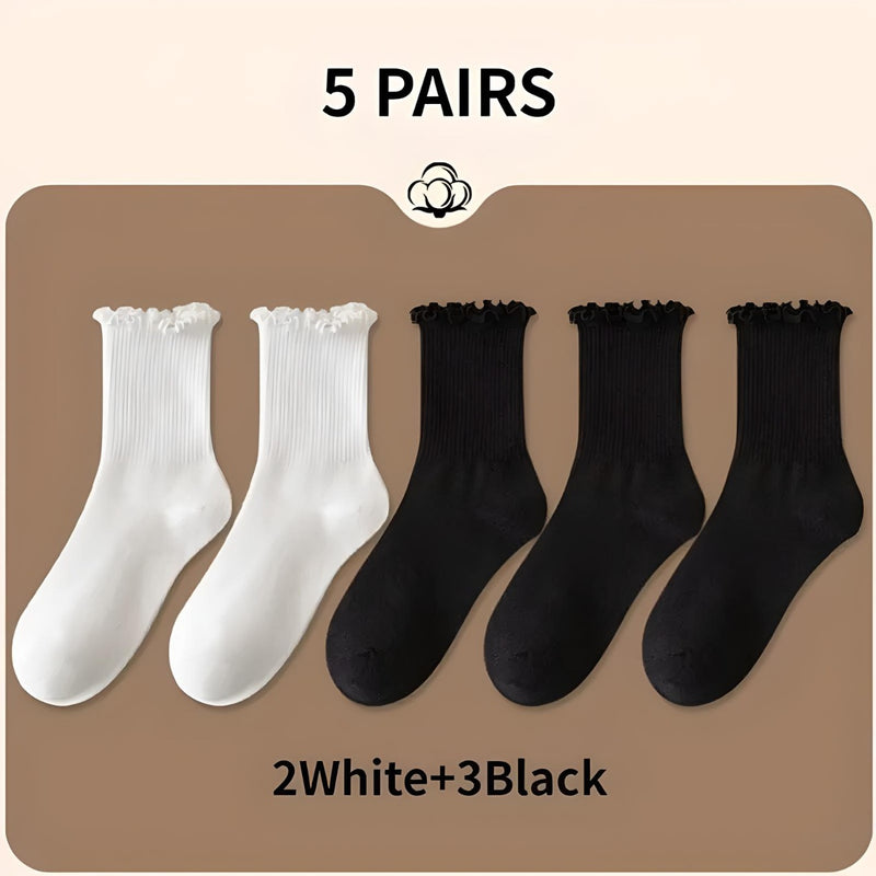 women's ruffle ankle socks 5 pairs, view 5 - MRSLM