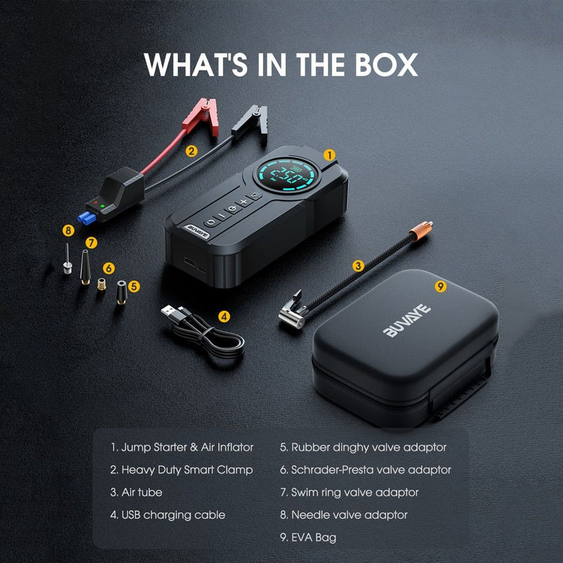 Portable car jump starter with air pump, view 7 - MRSLM
