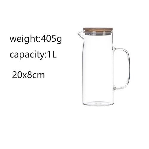thickened glass kettle with bamboo lid, view 3 - MRSLM