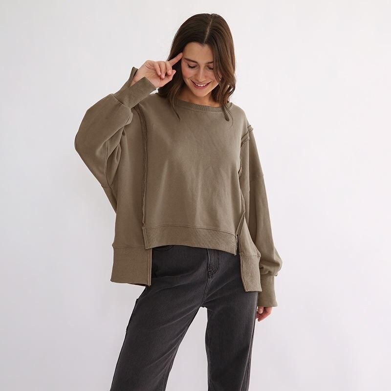 chic oversized cotton sweatshirt, view 6 - MRSLM