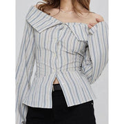 striped off shoulder blouse, view 4 - MRSLM