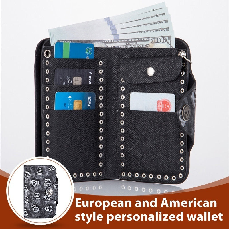 punk skull clutch wallet, view 2 - MRSLM