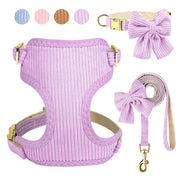 Adjustable bowknot dog collar, harness and leash set, view 10 - MRSLM