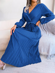 elegant pleated chiffon maxi dress, view 9 - MRSLM