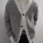 vintage knitted striped cardigan, view 3 - MRSLM