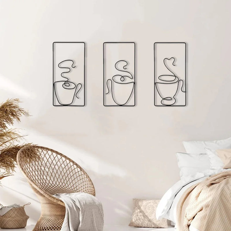 modern abstract cat metal wall hanging, view 9 - MRSLM