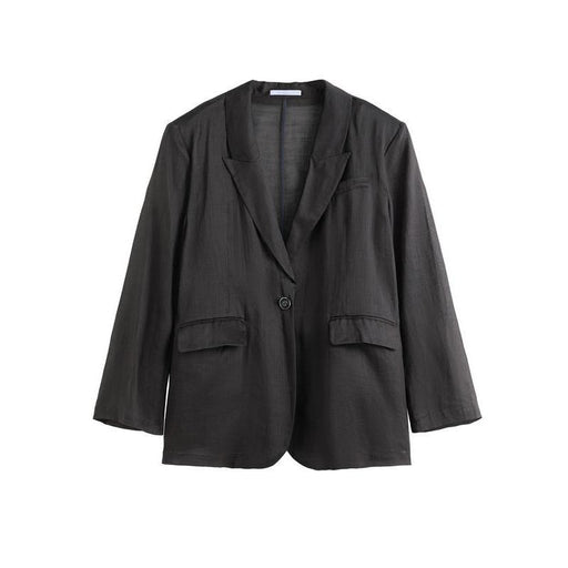 dark grey notched collar office blazer, view 2 - MRSLM