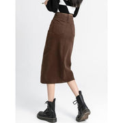 high waist denim pencil skirt, view 7 - MRSLM