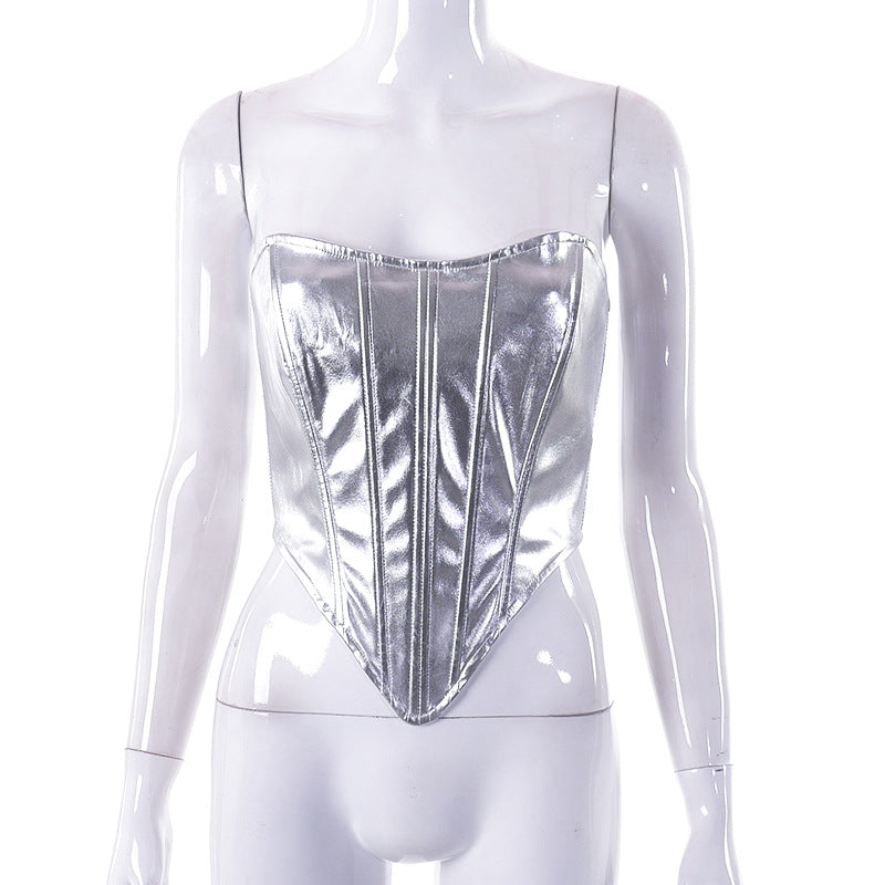 Women's Fashionable Metallic Waist Top