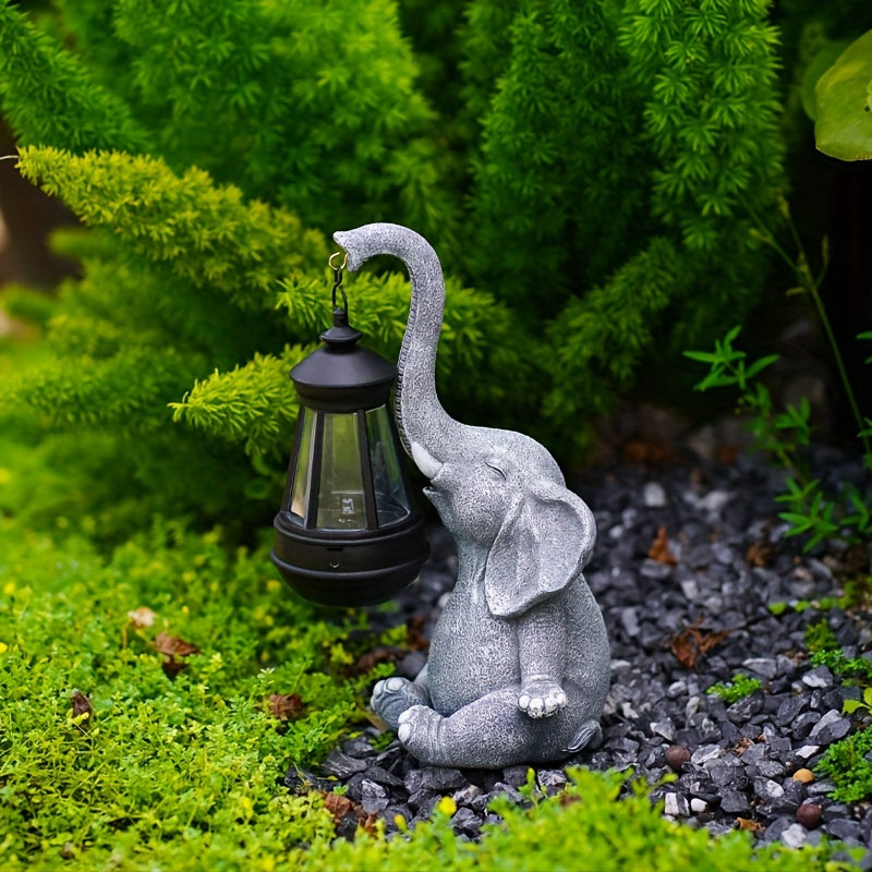 solar elephant lantern garden statue - MRSLM