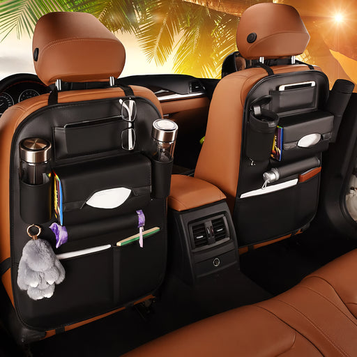 PU leather car back seat organizer, view 5 - MRSLM