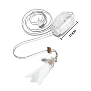 interactive cat toy food dispenser with feather and bell, view 2 - MRSLM