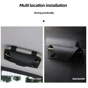 leather car sun visor glasses holder, view 9 - MRSLM