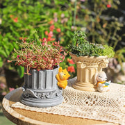 roman pillar cartoon animal planter, view 4 - MRSLM