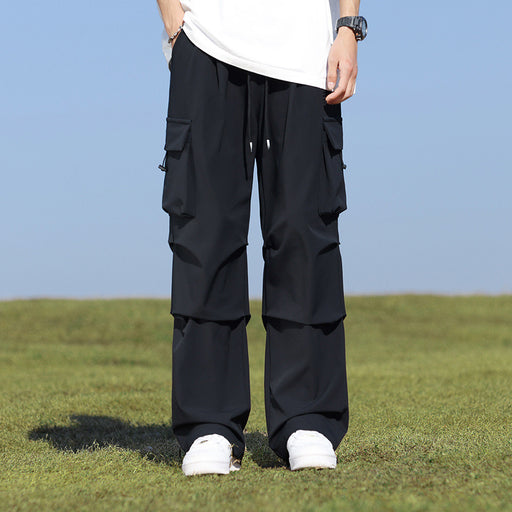 loose straight-leg wide-leg nylon pants men - MRSLM