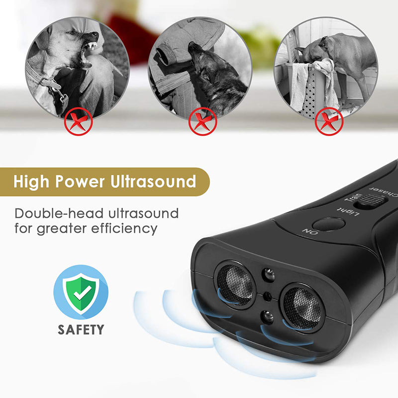ultrasonic dog repeller with led flashlight, view 5 - MRSLM