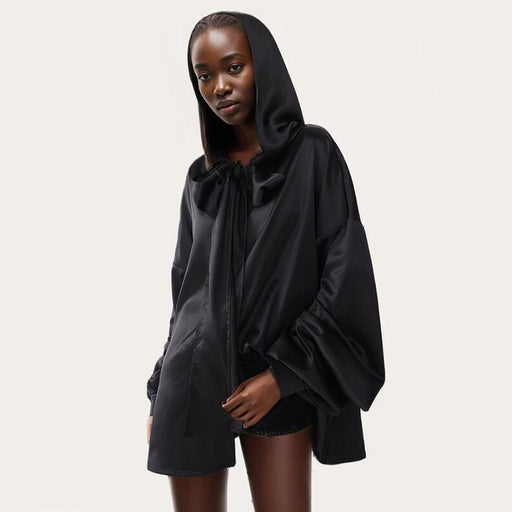casual hooded long sleeve blouse - MRSLM