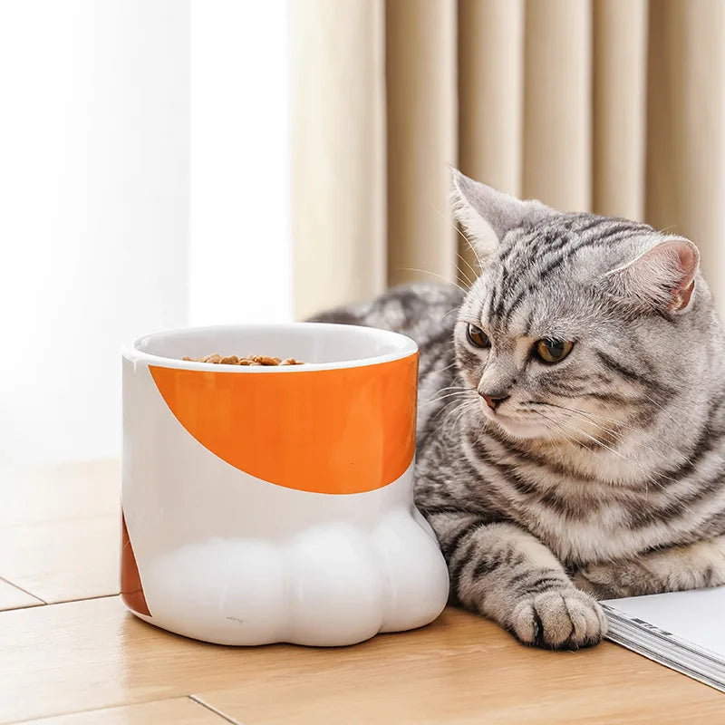 elevated ceramic pet bowl, view 7 - MRSLM