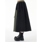 green and black asymmetric A-line skirt, view 5 - MRSLM