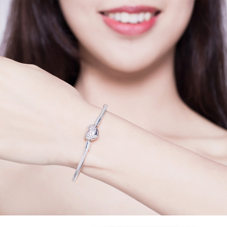925 Sterling Silver Valentine's Day DIY Basic Bracelet For Women