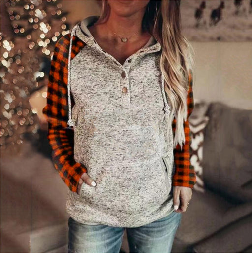 women's loose hooded color block sweater - MRSLM