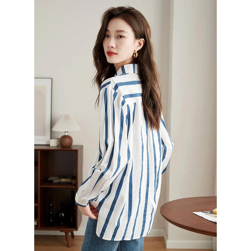 striped chiffon blouse, view 10 - MRSLM