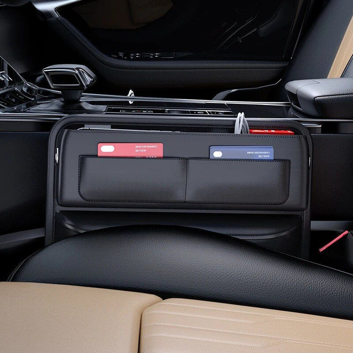 Luxury Leather Car Seat Gap Organizer - Sleek Console Side Pocket Storage