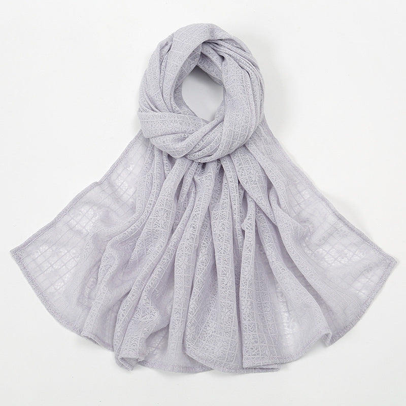 Plaid jacquard polyester scarf, view 6 - MRSLM