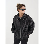 Glossy rivet zip jacket for women, view 5 - MRSLM
