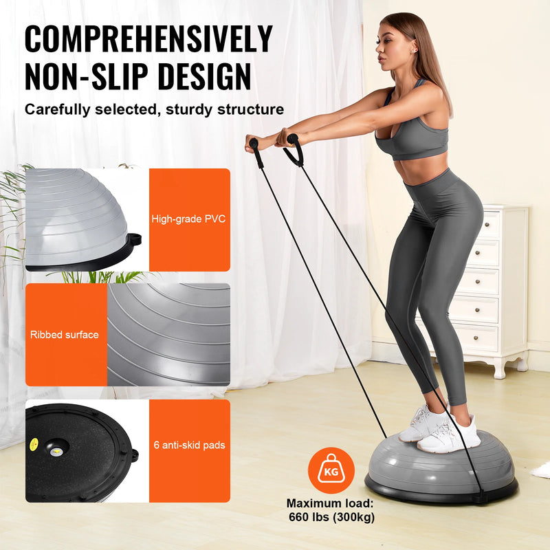 half exercise ball trainer with bands, view 3 - MRSLM