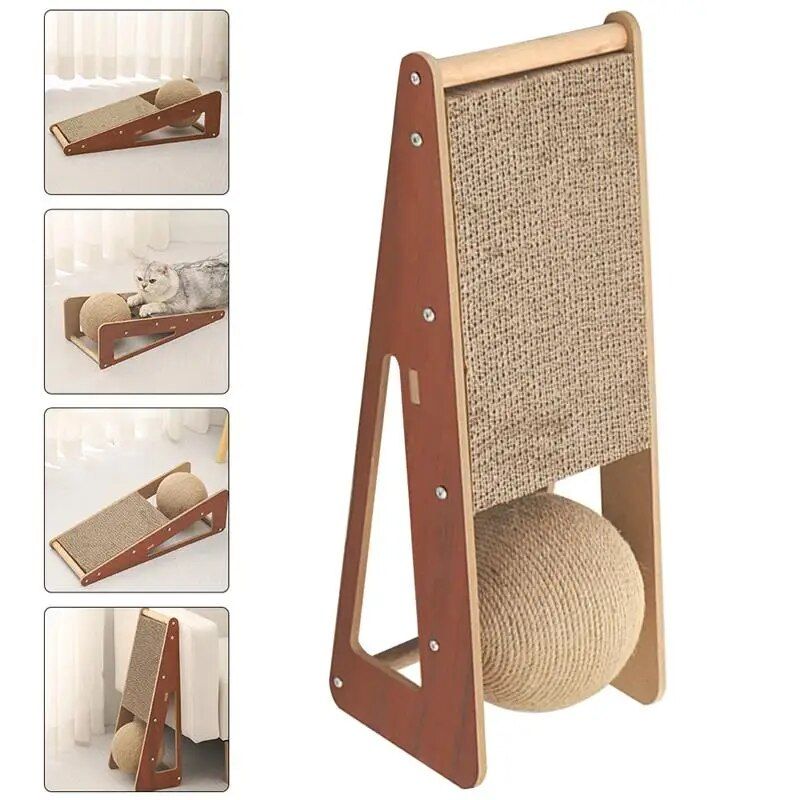 sisal ball cat scratching post, view 3 - MRSLM