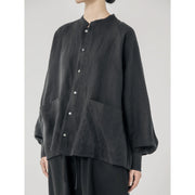retro linen oversized shirt, view 4 - MRSLM
