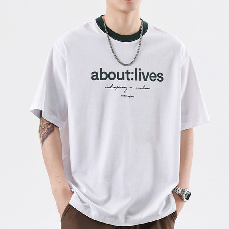 men's round neck cotton t-shirt, view 2 - MRSLM