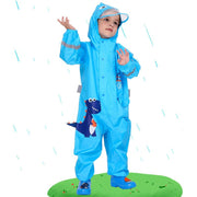 kids' dinosaur waterproof rain jumpsuit, view 6 - MRSLM