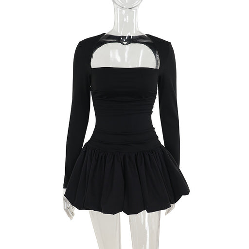 bubble hem long sleeve dress, view 6 - MRSLM