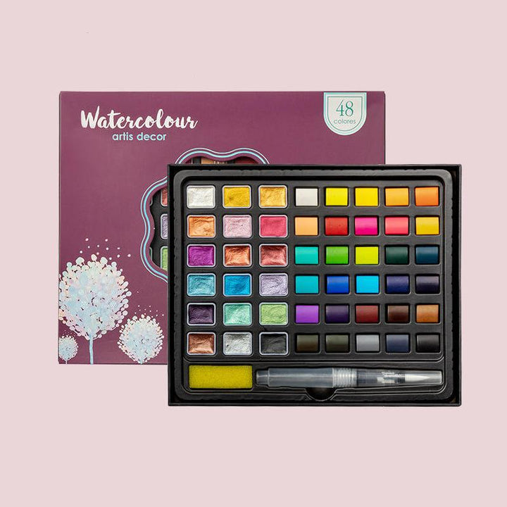Pearlescent Solid Watercolor Paint Set – 24/36/48/88 Colors – Artist Portable Watercolor Kit