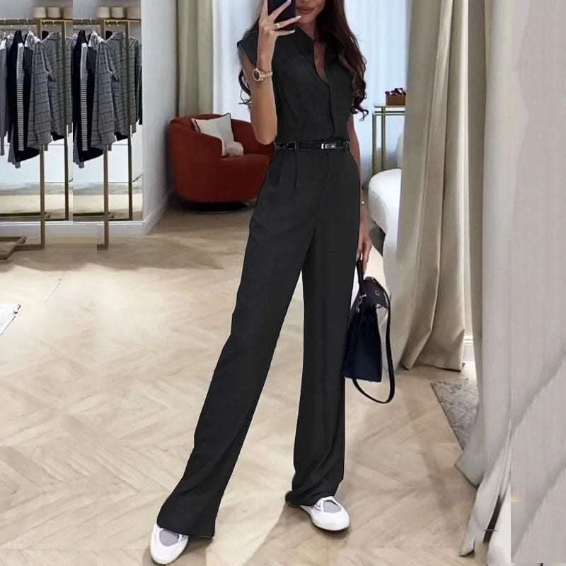 sleeveless lapel blouse and trousers set, view 4 - MRSLM