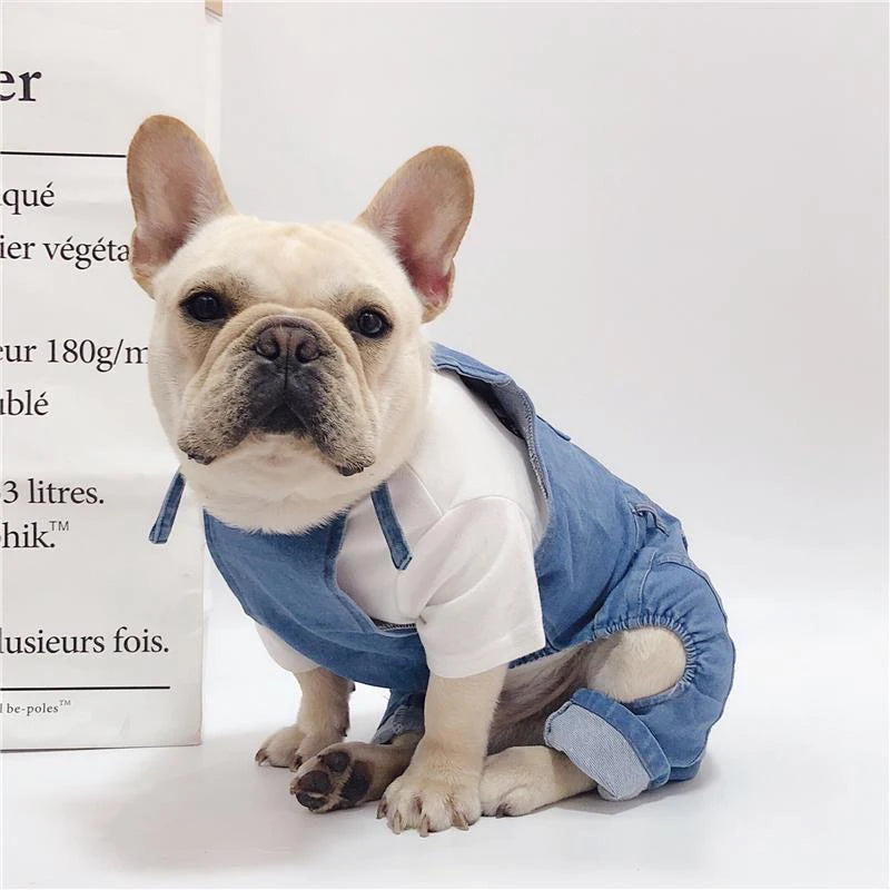denim dog jumpsuit, view 2 - MRSLM