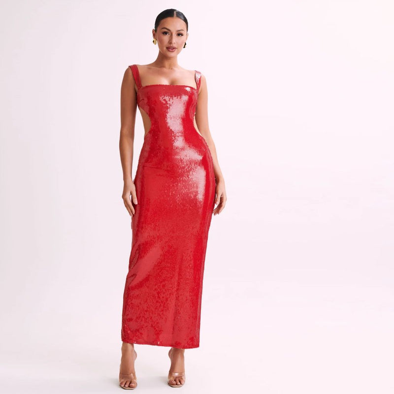 sling backless maxi dress, view 5 - MRSLM