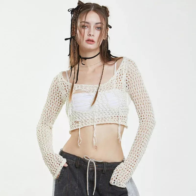 hollow-out tassel sweater - MRSLM