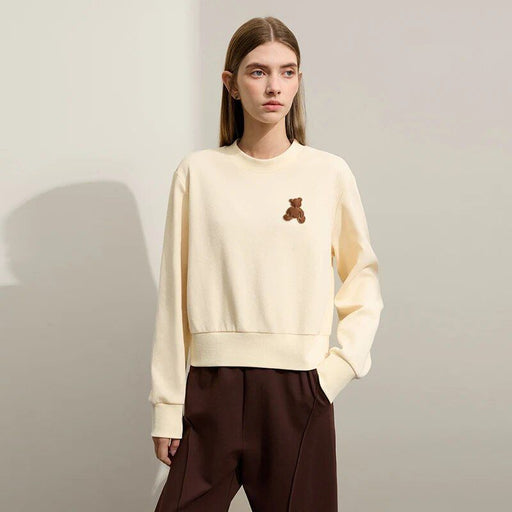 women's bear applique pullover hoodie, view 2 - MRSLM