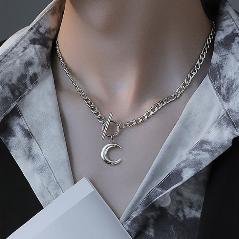 Silver crescent clavicle chain necklace - MRSLM