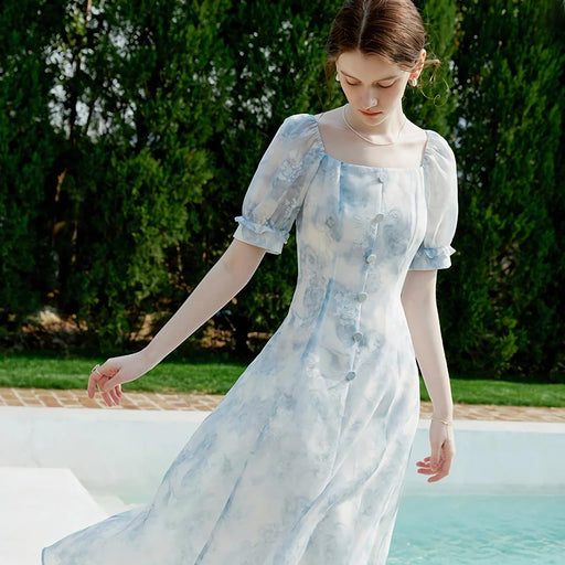 blue floral mid-calf dress - MRSLM