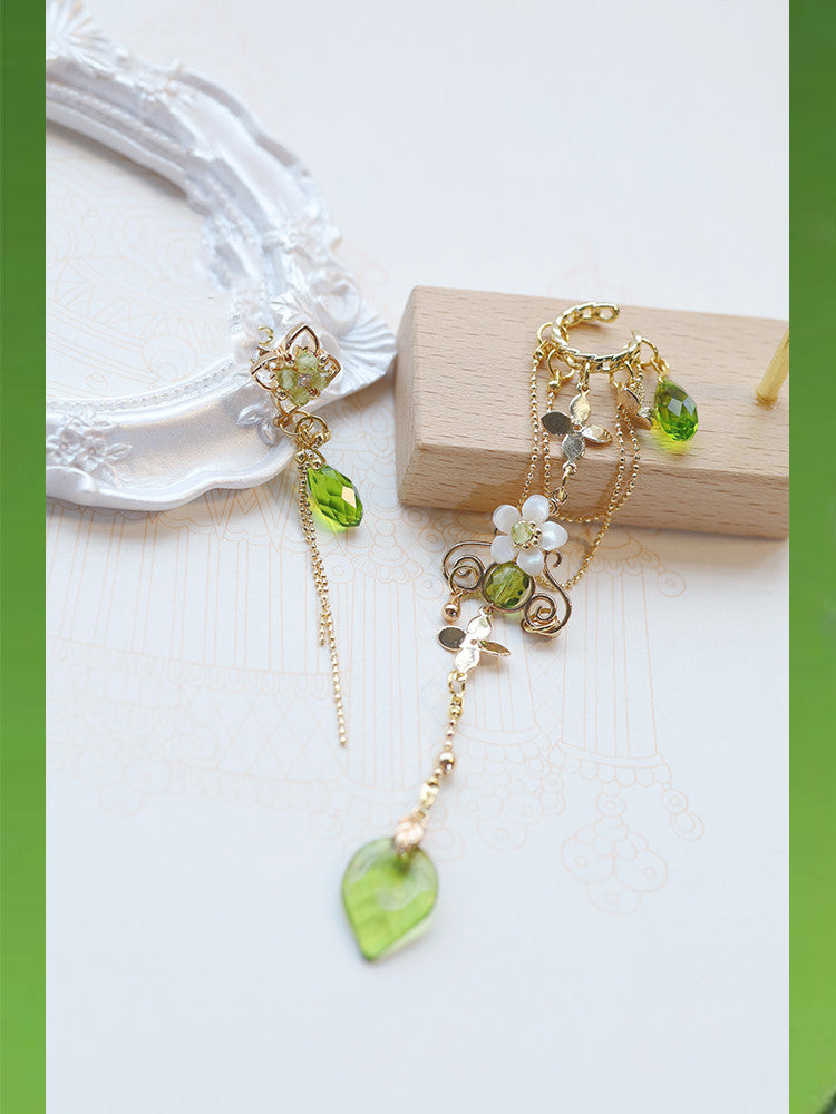 green pearl tassel ear cuff, view 3 - MRSLM