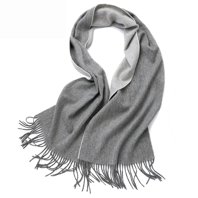 double-sided wool houndstooth scarf, view 4 - MRSLM