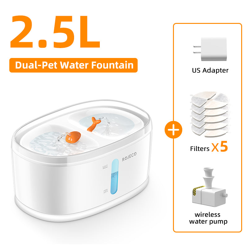 Automatic Wireless Pet Water Fountain with Dual Drinking Zones