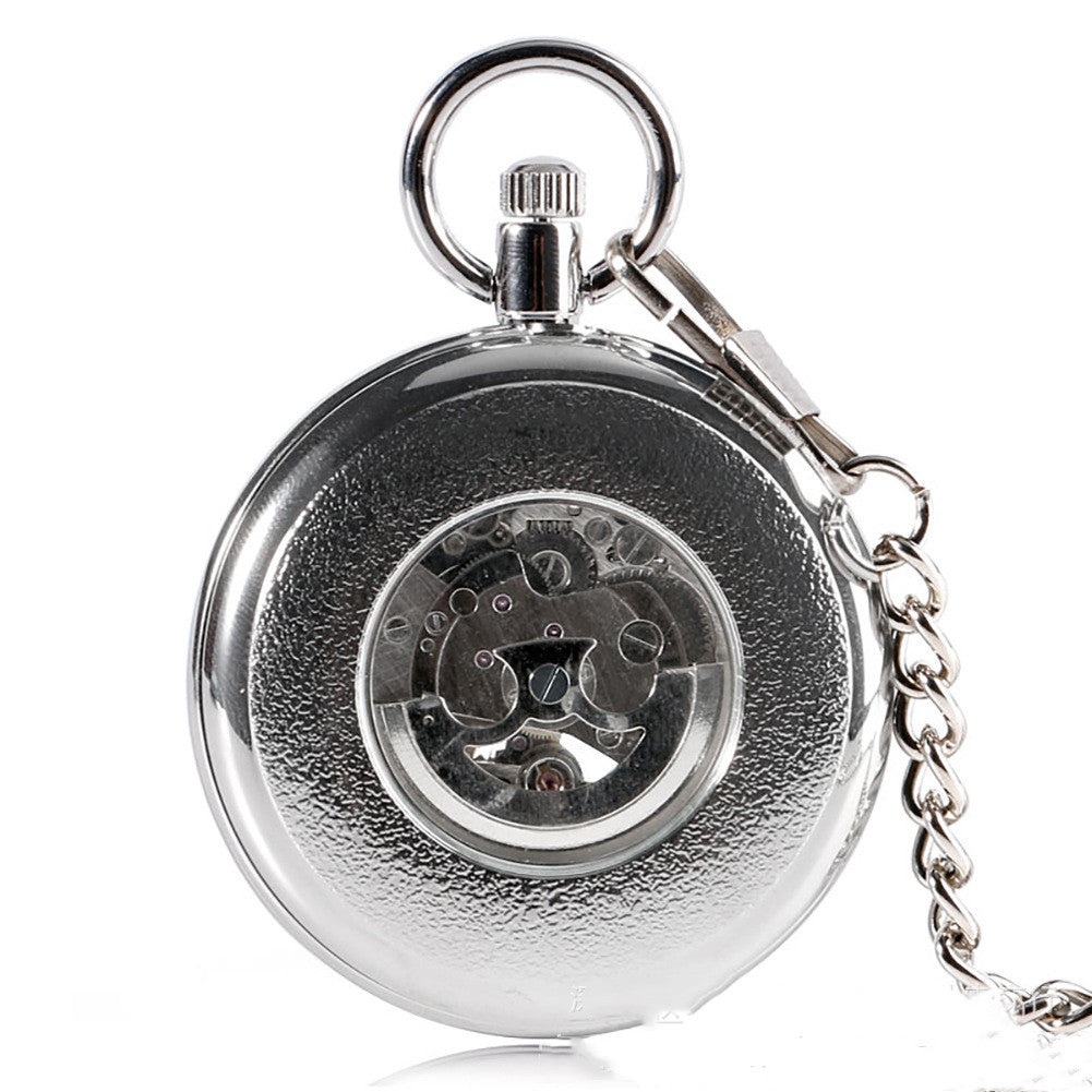 Creative Straight Plate Without Cover Roman Literal Automatic Mechanical Pocket Watch