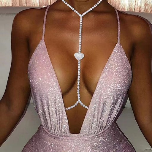 rhinestone chest sling necklace for women - MRSLM
