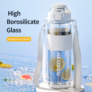 800ml insulated glass water bottle with tea filter, view 6 - MRSLM
